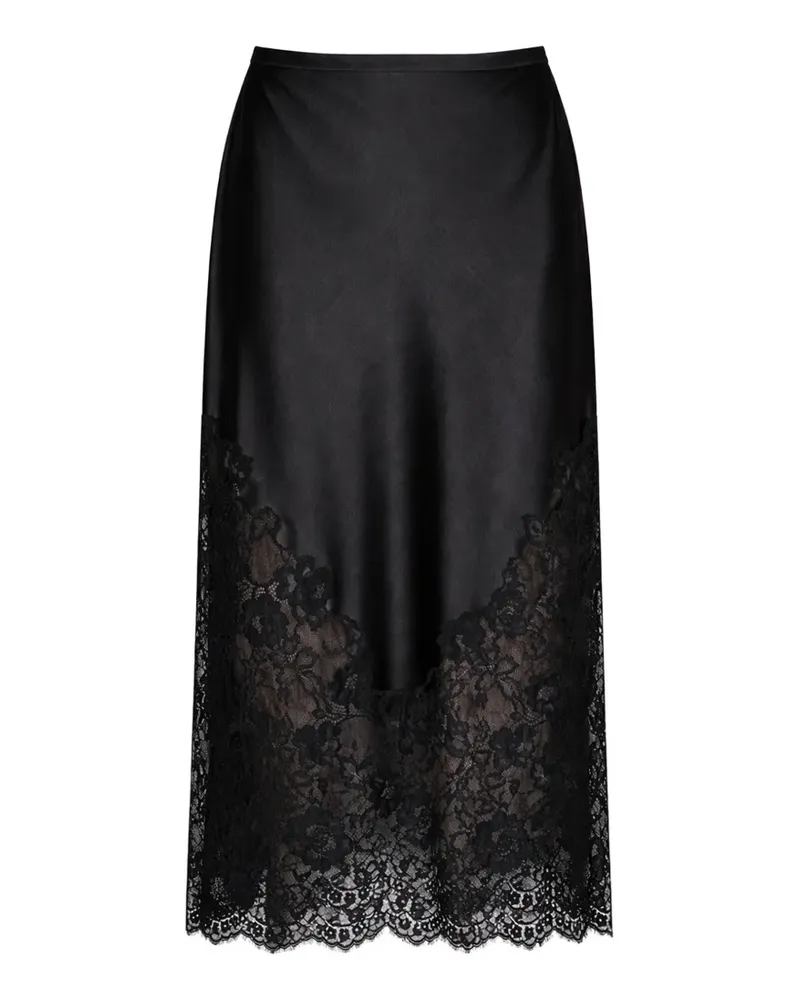 Fleur Du Mal Juliet Midirock mit Spitzenbesatz - Schwarz Schwarz