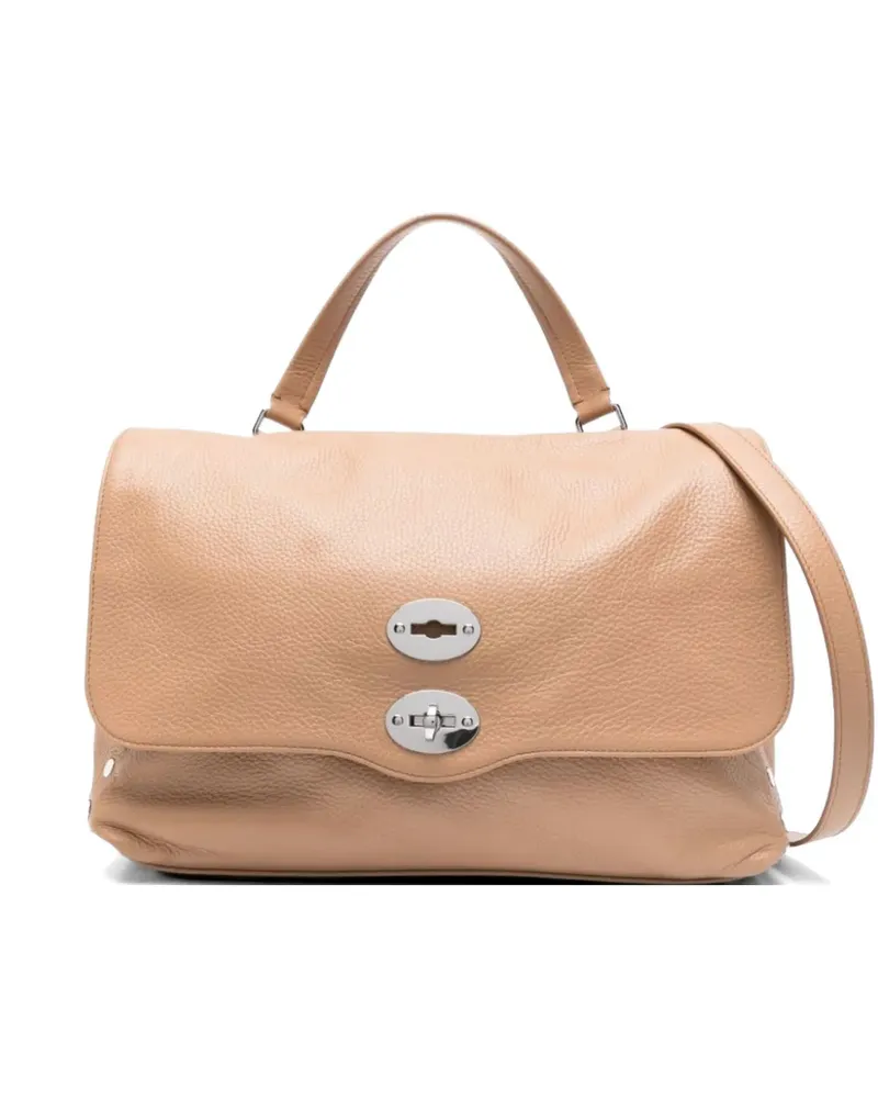 Zanellato medium Postina studded leather tote bag - Nude Nude