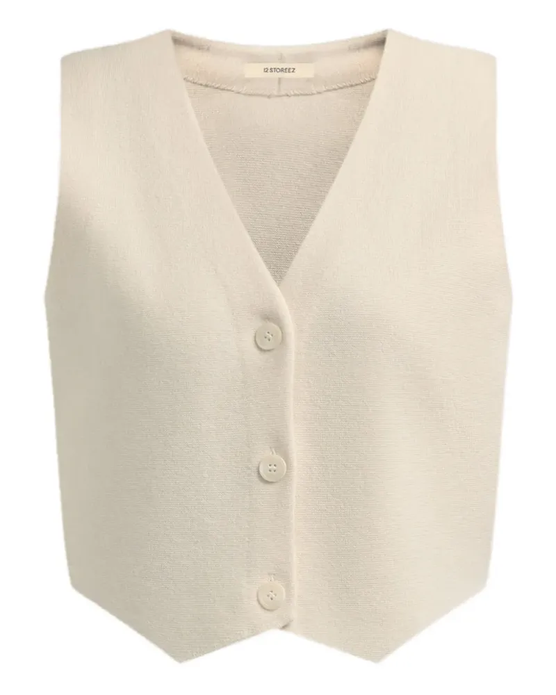 12 STOREEZ V-neck knitted vest - Nude Nude