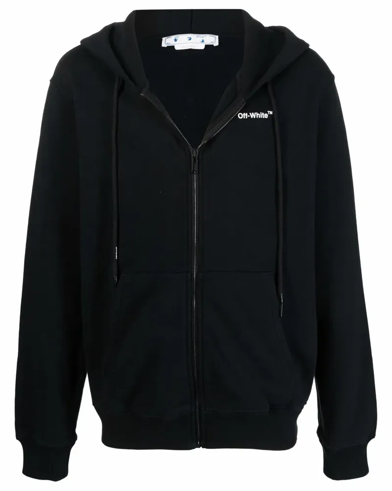 OFF-WHITE Kapuzenjacke mit Caravaggio Arrows-Print - Schwarz Schwarz