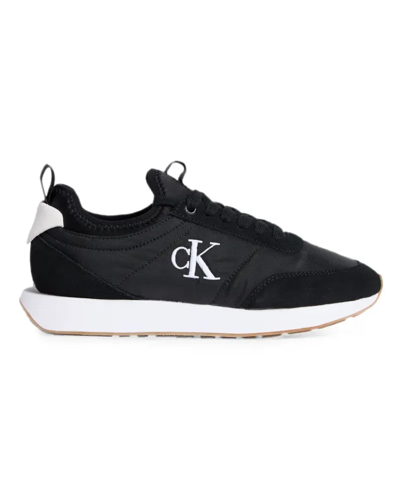 Calvin Klein logo-print panelled low-top sneakers - Schwarz Schwarz