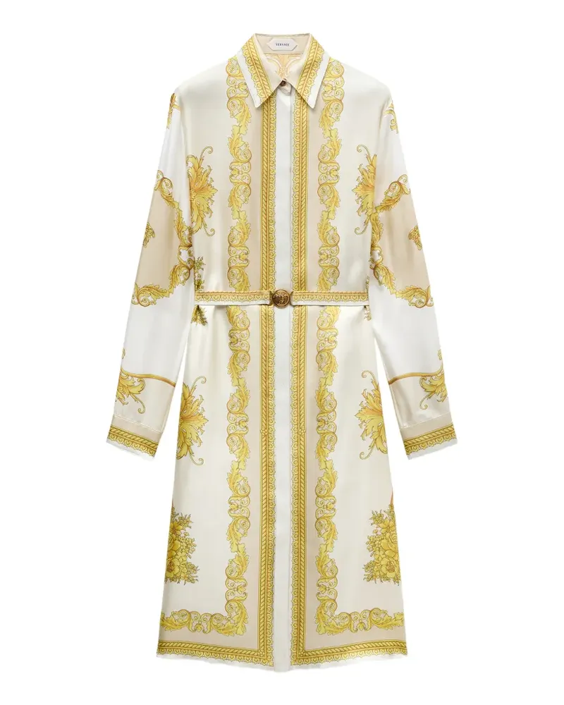 Versace Seiden-Twill-Kleid mit Print - Weiß Weiß