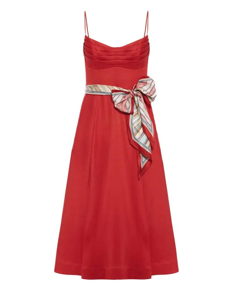 Zimmermann Rebellion Tuck striped bow midi dress - Rot Rot