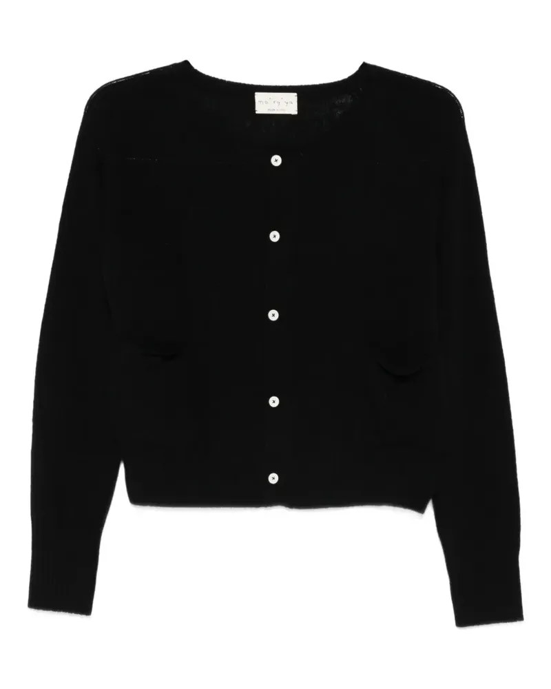 MA'RY'YA Cardigan mit rundem Ausschnitt - Schwarz Schwarz