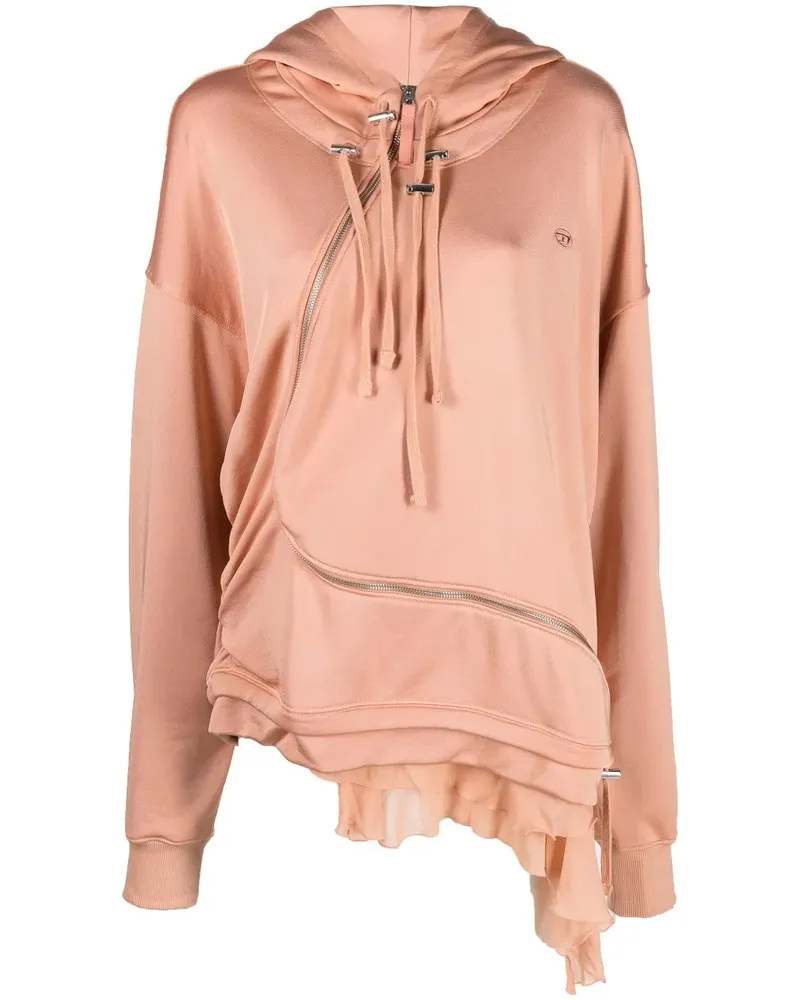 Diesel Asymmetrischer F-Banazip Hoodie - Nude Nude