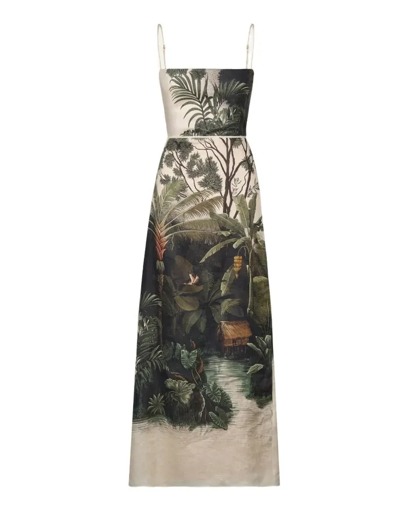 Johanna Ortiz Andean Mythology floral-print midi dress - Grün Grün