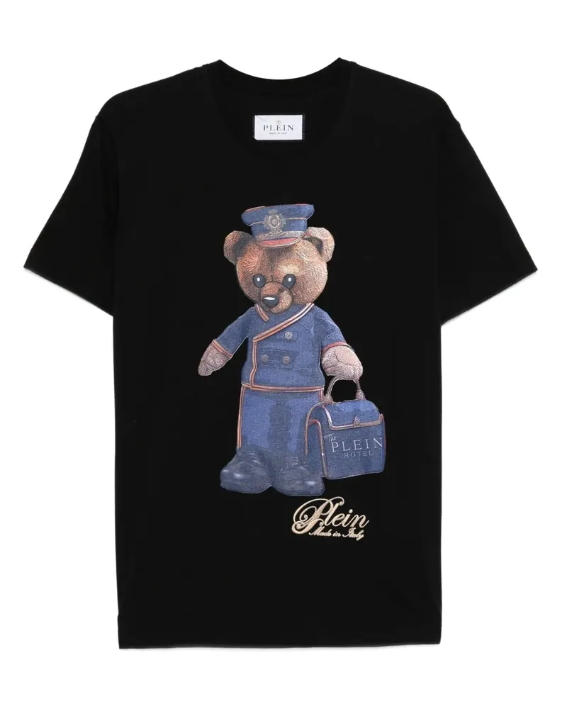Philipp Plein T-Shirt mit Teddy-Print - Schwarz Schwarz