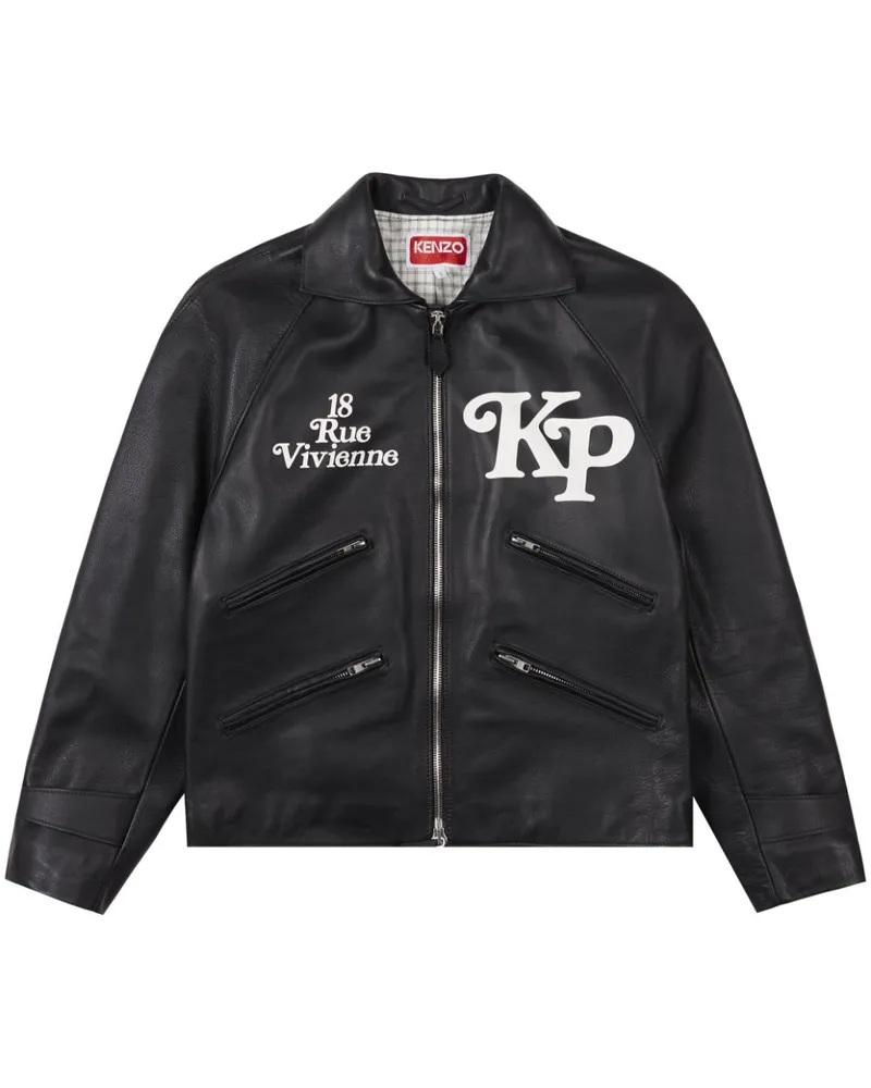Kenzo x Verdy Motorrad-Lederjacke - Schwarz Schwarz