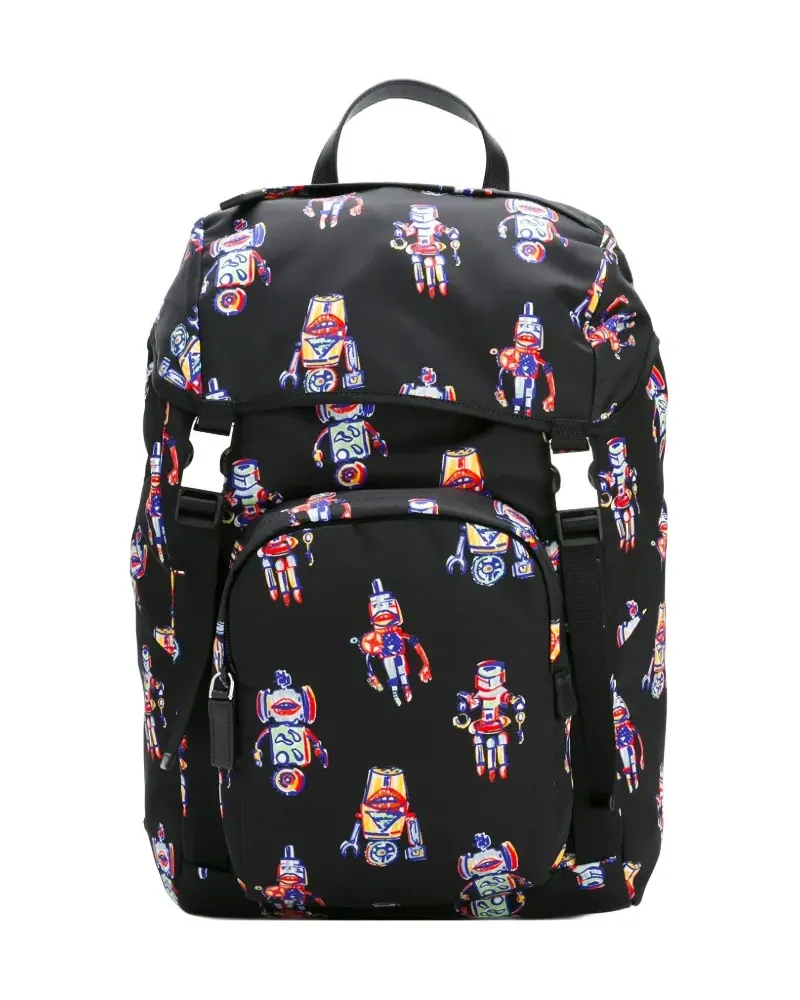Prada Rucksack mit Roboter-Print - Schwarz Schwarz