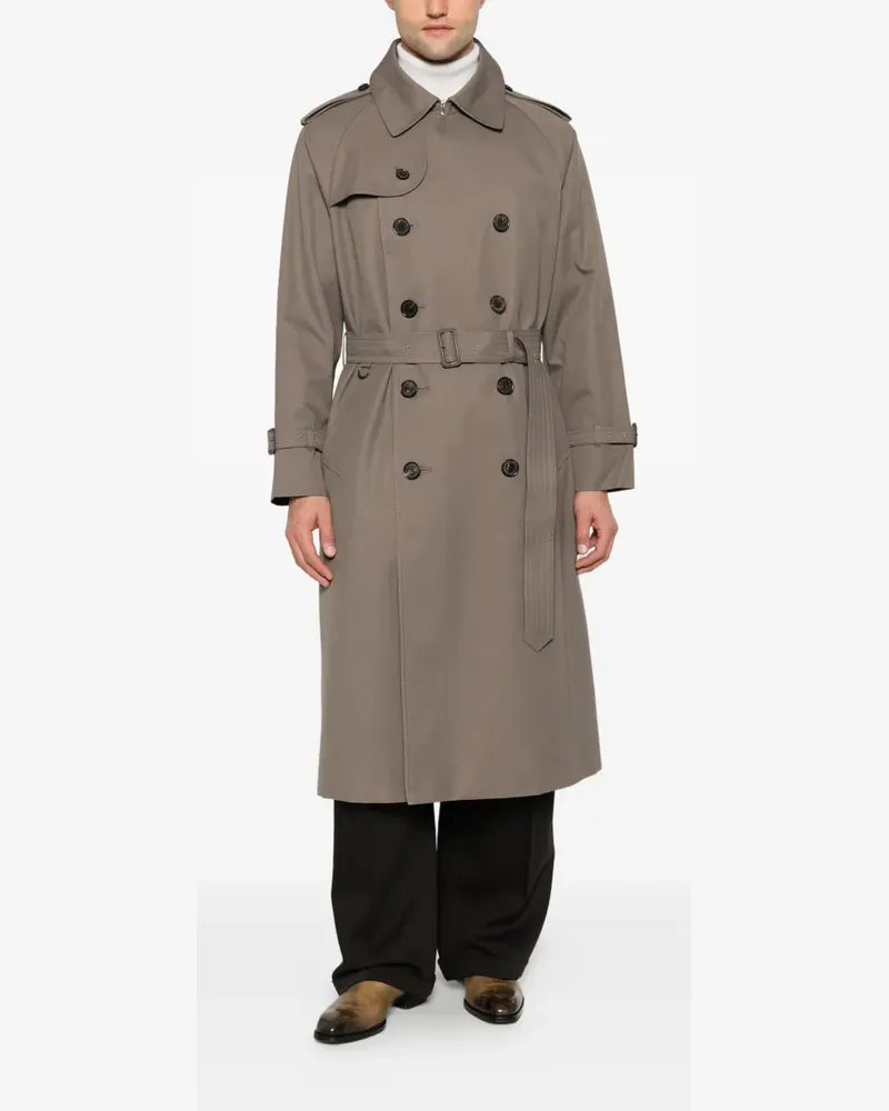 Caruso double-breasted belted trench coat - Grau Grau