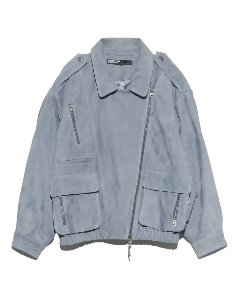 BIMBA Y LOLA light-blue leather double-breasted jacket - Blau Blau