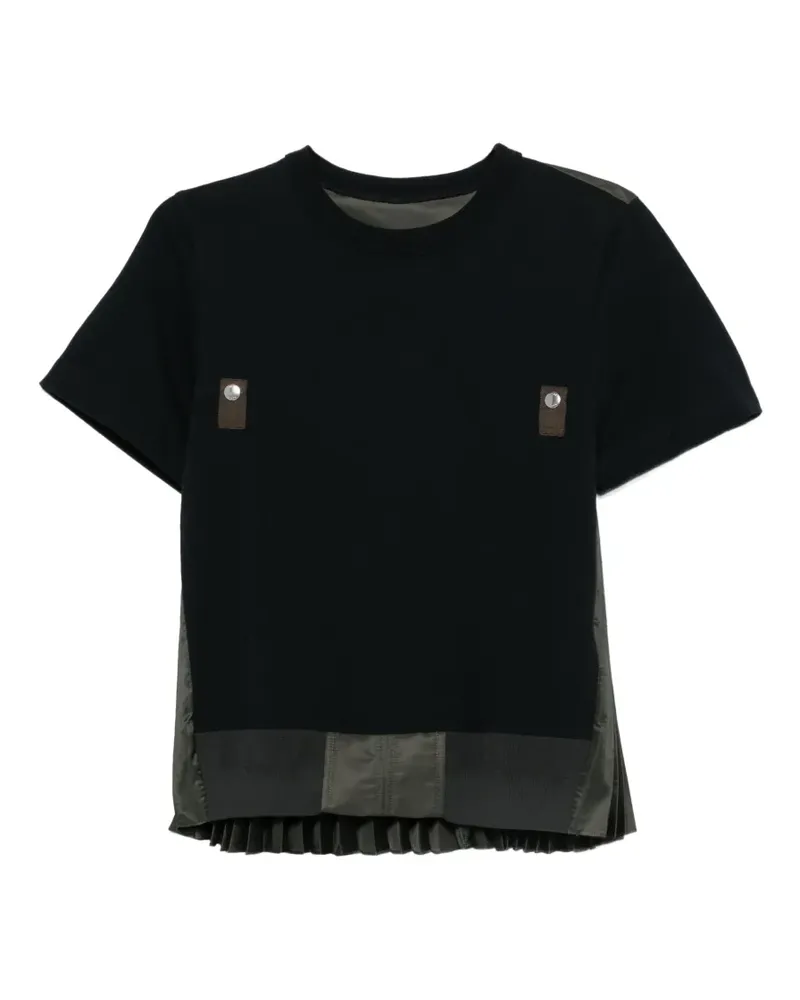 Sacai T-Shirt mit Falteneinsätzen - Grün Grün