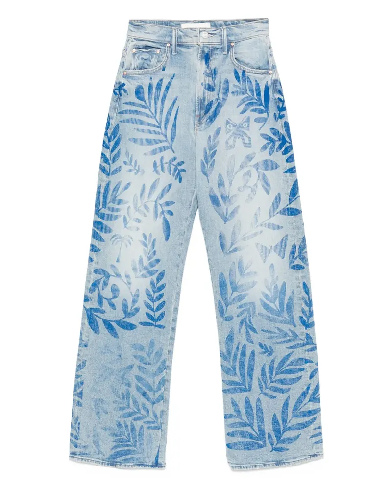Mother The Lasso Sneak Jeans mit Blatt-Print - Blau Blau