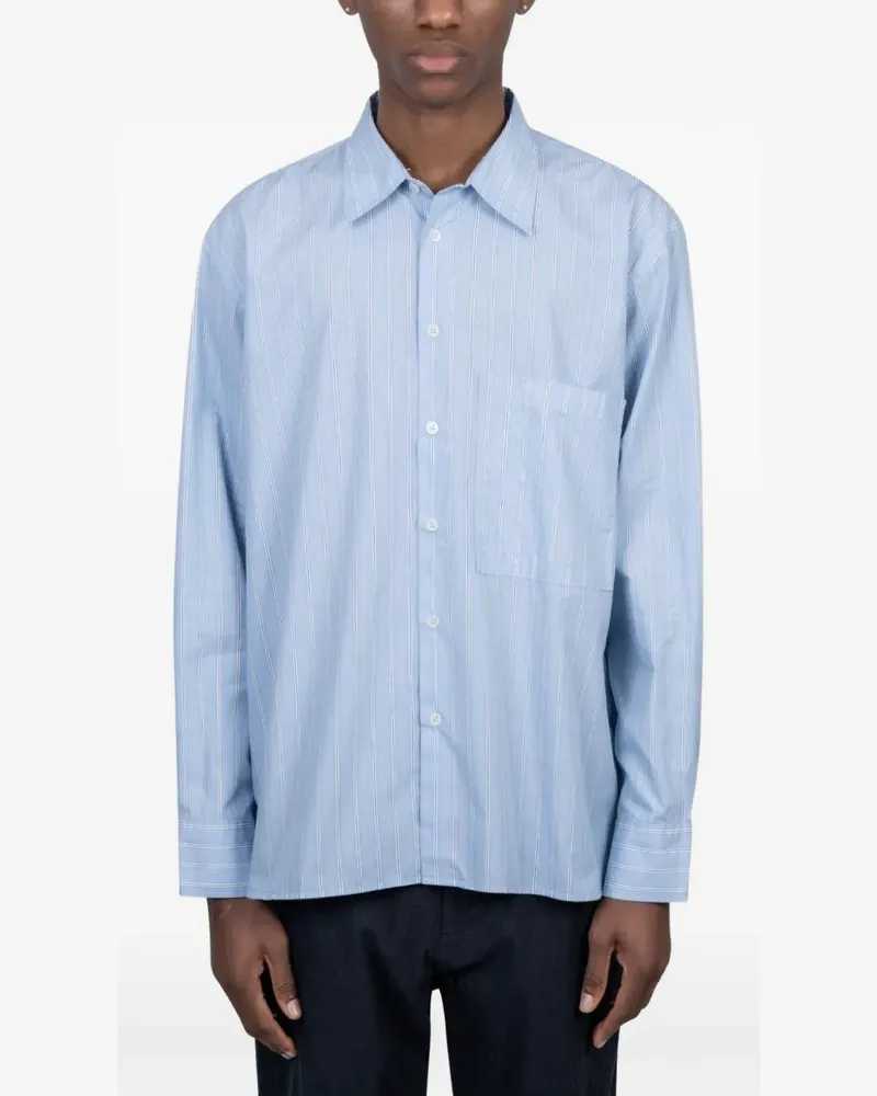 Universal Works square-pocket striped shirt - Blau Blau