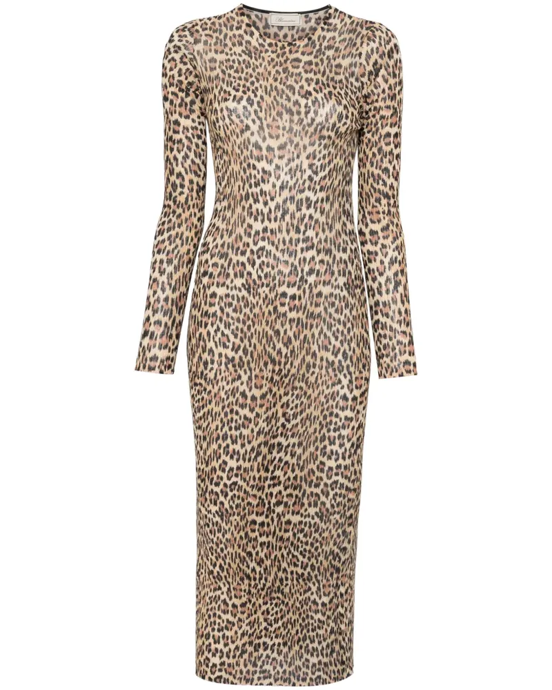 Blumarine Midikleid mit Leoparden-Print - Braun Braun