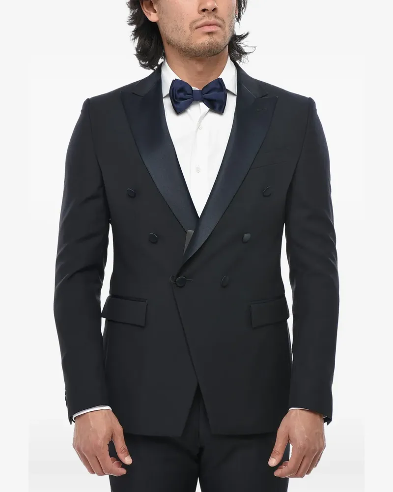 Corneliani double-breasted wool suit - Schwarz Schwarz