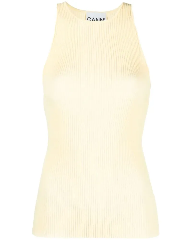 Ganni Tanktop aus geripptem Strick - Gelb Gelb