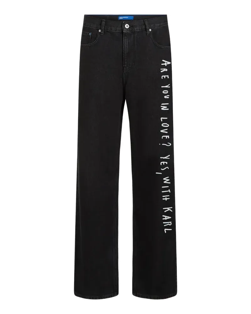 Karl Lagerfeld x Pietro Terzini Jeans mit Slogan - Schwarz Schwarz