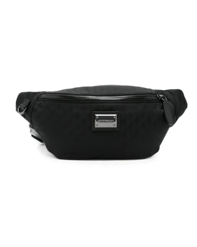 Emporio Armani monogram-pattern logo-plaque belt bag - Schwarz Schwarz