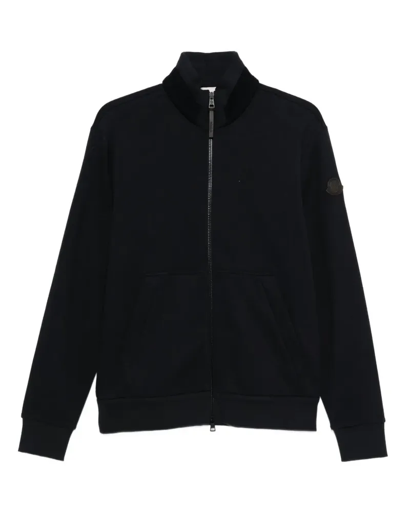 Moncler Sweatshirtjacke mit Logo-Patch - Schwarz Schwarz