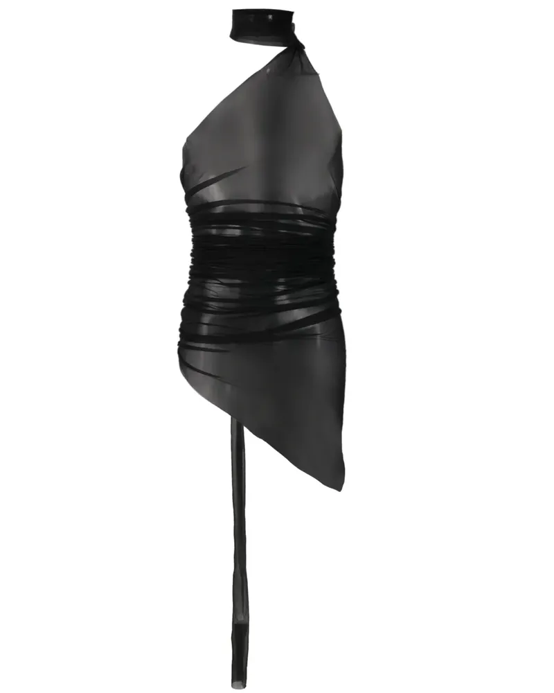 Ludovic de Saint Sernin Semi-transparentes Neckholder-Top - Schwarz Schwarz