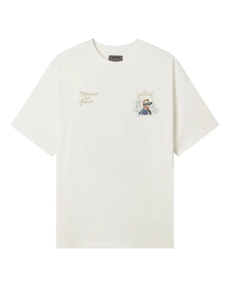 Musium Div. T-Shirt mit Gesicht-Print - Weiß Weiß