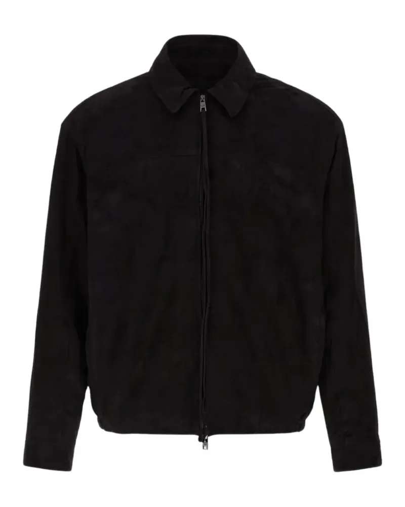 Giorgio Brato suede shirt-collar jacket - Schwarz Schwarz