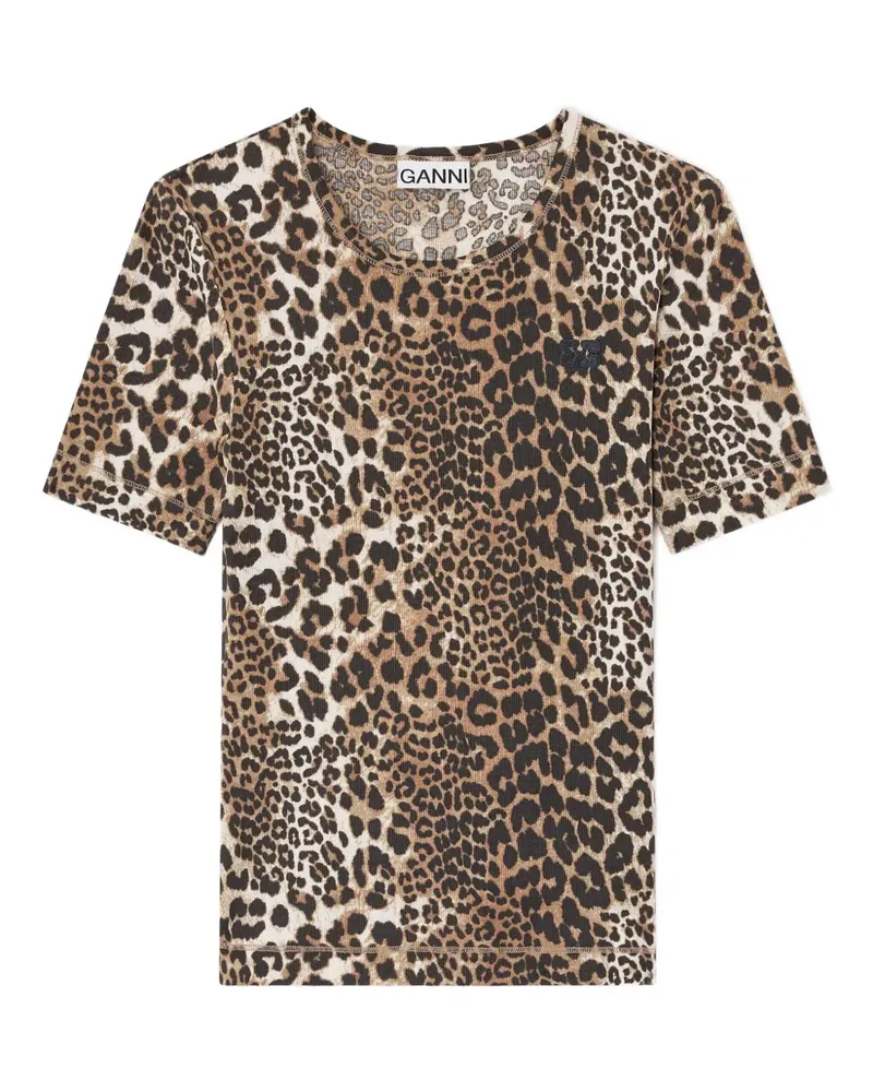 Ganni Geripptes T-Shirt - Braun Braun