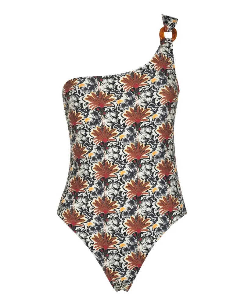 Anjuna floral-print one-shoulder swimsuit - Nude Nude