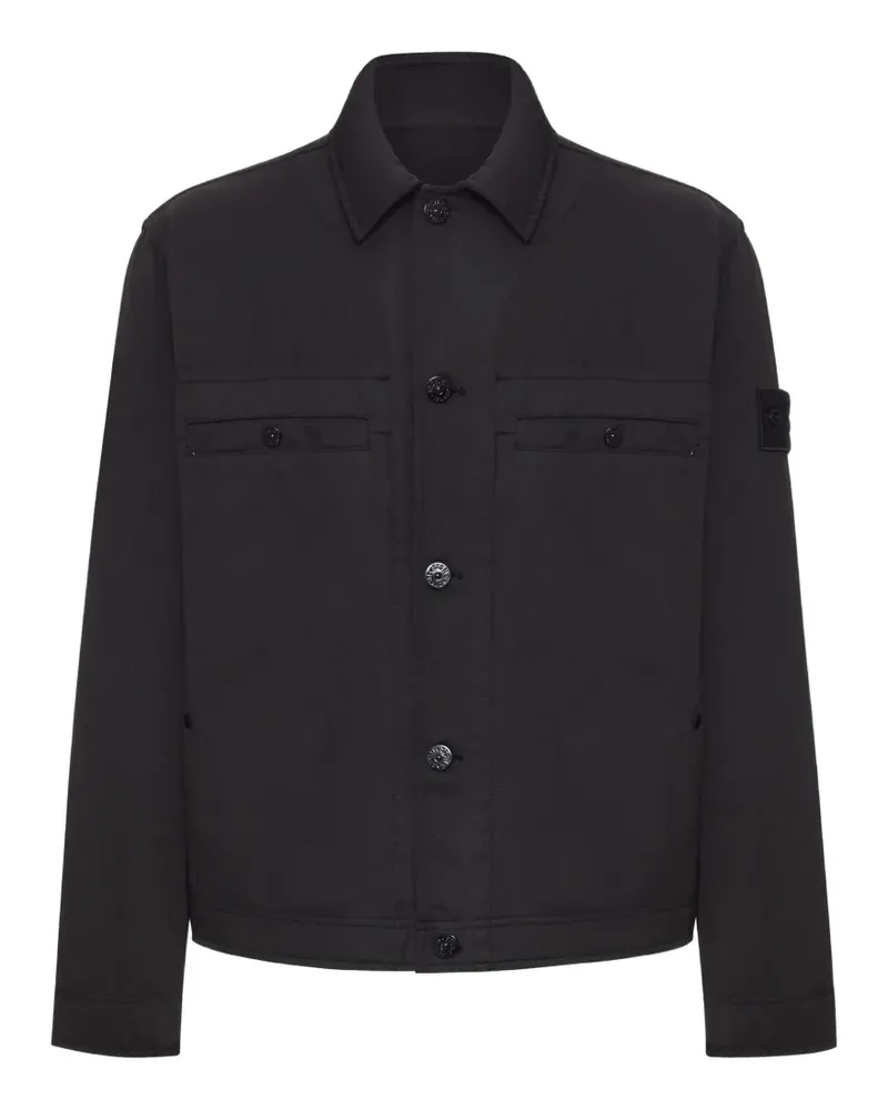Stone Island Q100039 Rohwolle-Baumwoll-Gabardine-TC_S.I. Ghost Jacke - Schwarz Schwarz