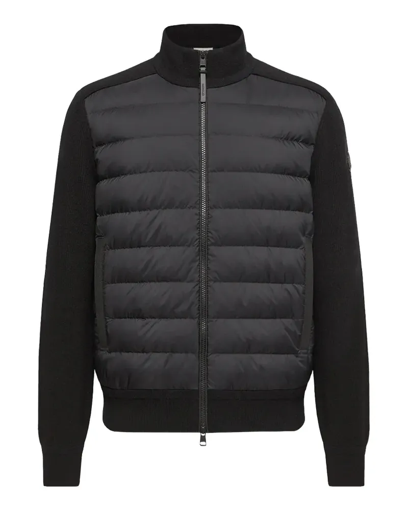 Moncler Gesteppter Cardigan mit Lederbesatz - Schwarz Schwarz