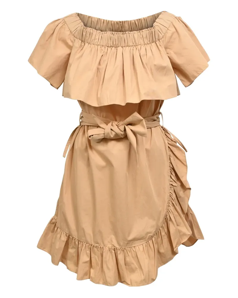 Sandro ruffled off-shoulder mini dress - Nude Nude