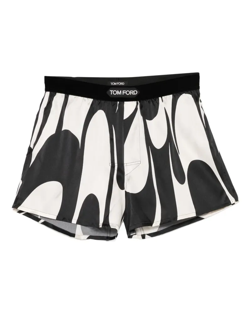 Tom Ford abstract-print logo patched boxer shorts - Weiß Weiß