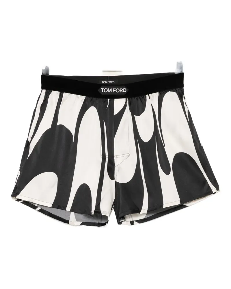 Tom Ford abstract-print logo patched boxer shorts - Weiß Weiß