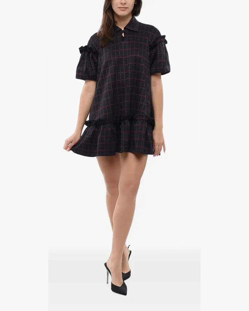 Viktor & Rolf checked ruffled dress - Schwarz Schwarz
