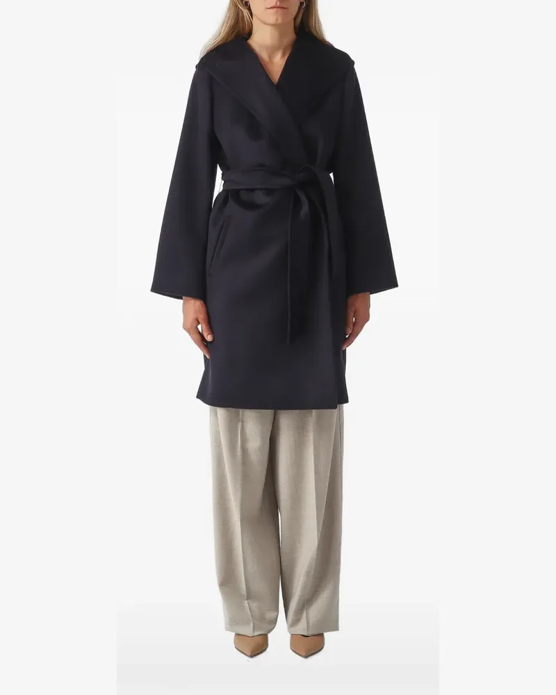 Max Mara Kapuzenmantel mit Gürtel - Blau Blau