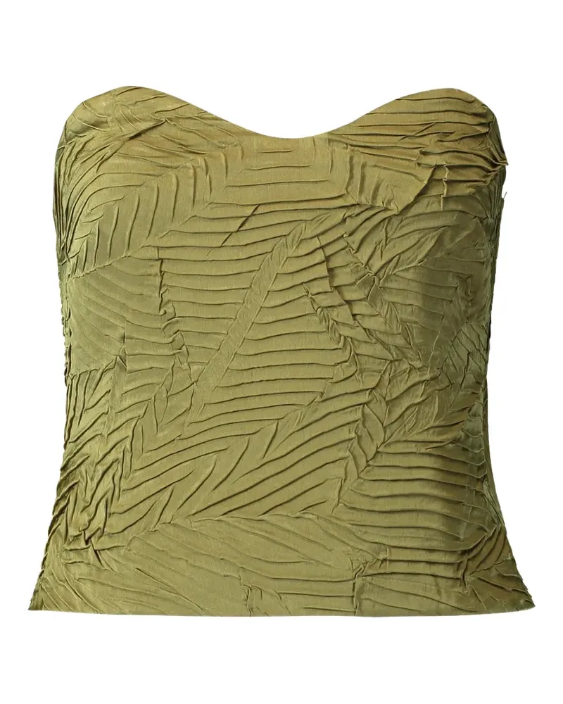 Ulla Johnson Heleen pleated satin bustier top - Grün Grün