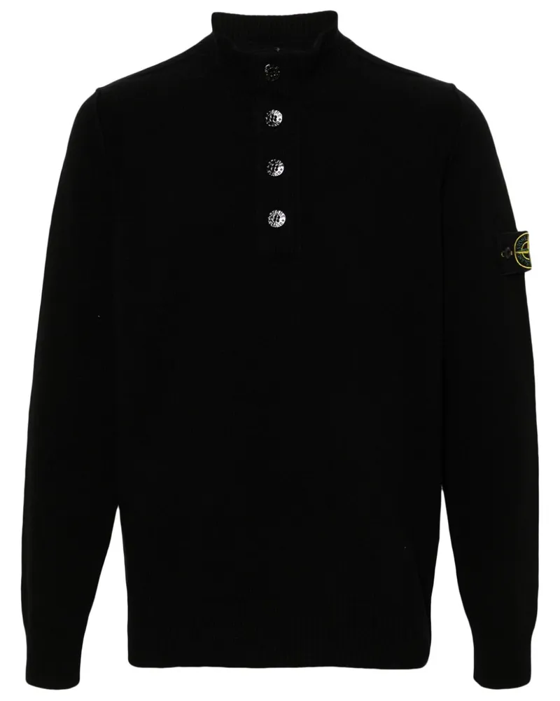 Stone Island Pullover mit Kompass-Patch - Schwarz Schwarz