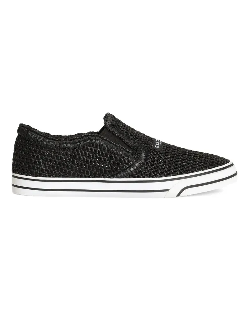 Dolce & Gabbana DG Segelschuhe aus Raffia - Schwarz Schwarz