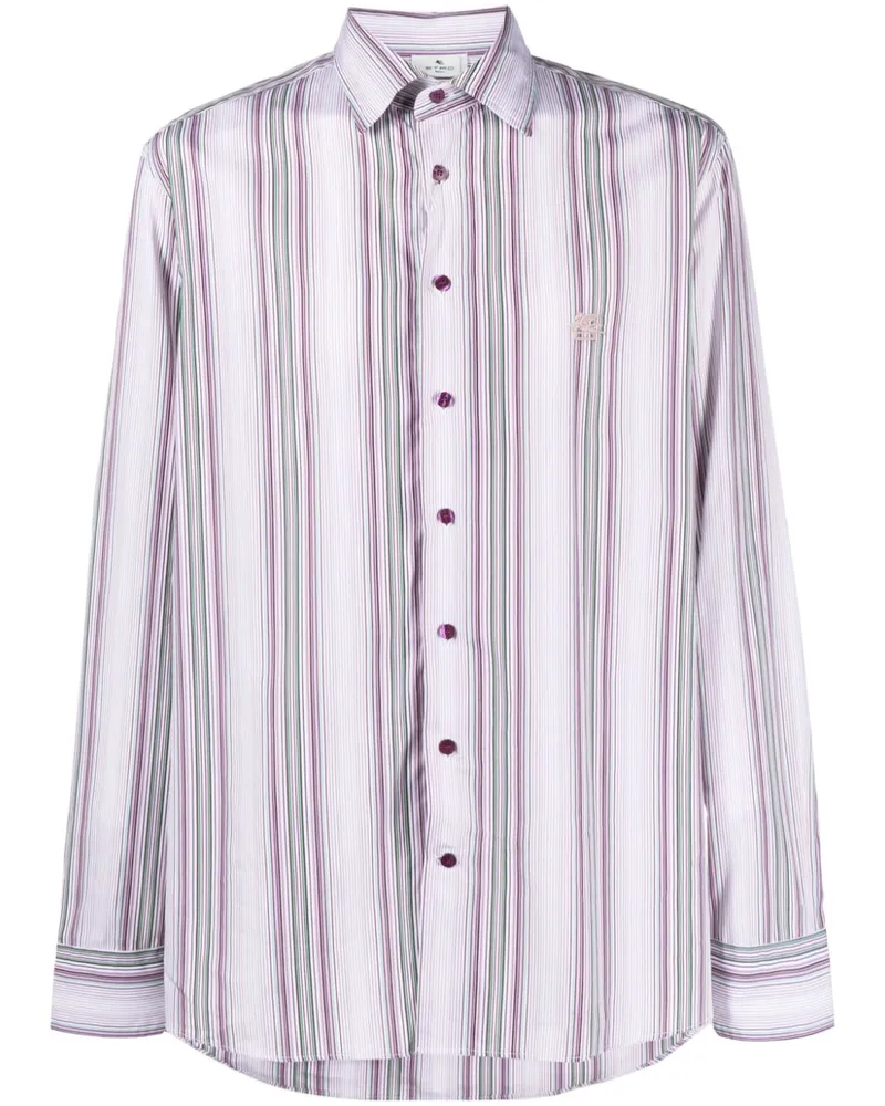 Etro Gestreiftes Hemd mit Logo-Stickerei - Rosa Rosa