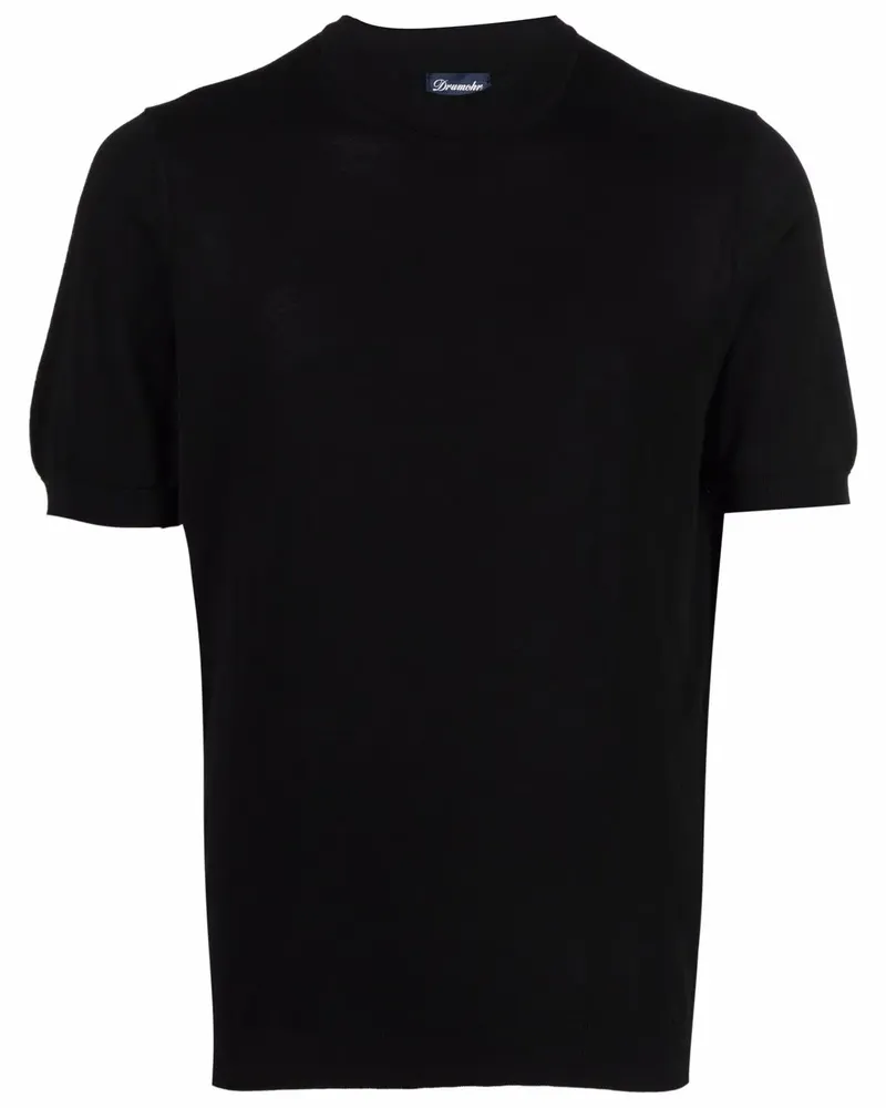 Drumohr  Fein gestricktes T-Shirt - Schwarz Schwarz