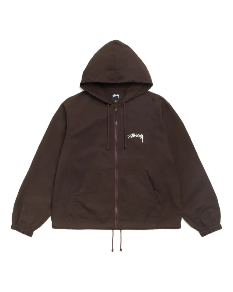 Stüssy logo-print hooded jacket - Braun Braun