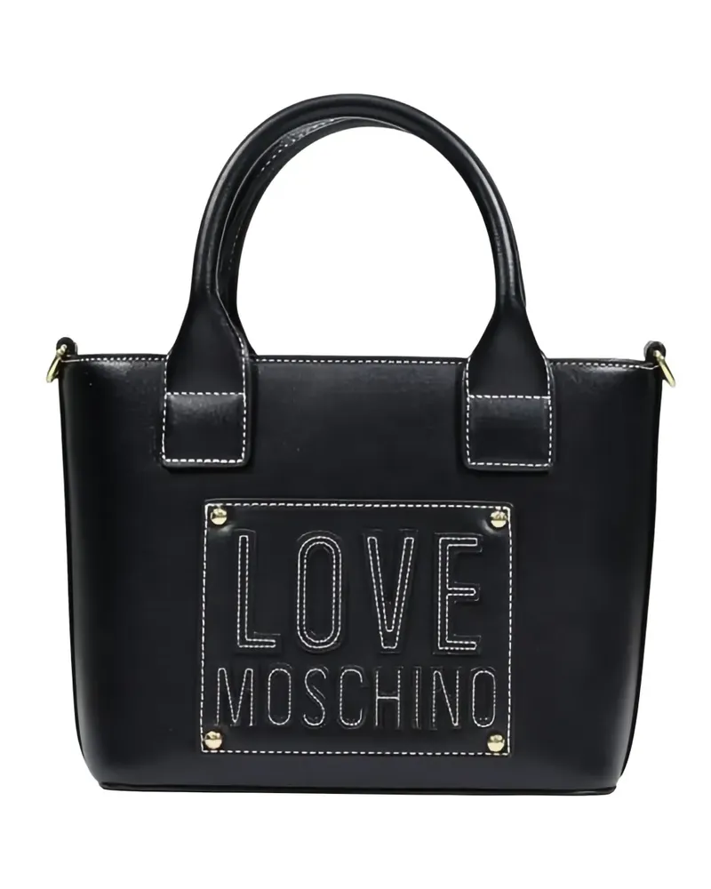 Moschino logo-patch tote bag - Schwarz Schwarz
