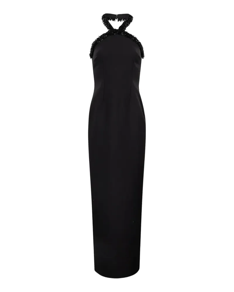 Roland Mouret maxi bead-embellished halterneck dress - Schwarz Schwarz