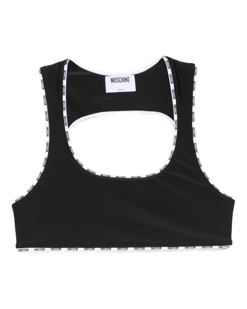 Moschino logo-trim cut-out bra - Schwarz Schwarz
