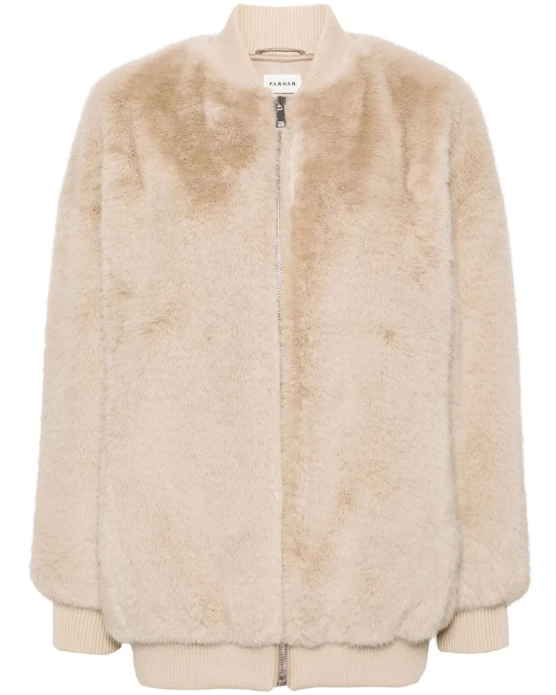 P.A.R.O.S.H. P.A.R.O H. Mantel aus Faux Fur - Nude Nude
