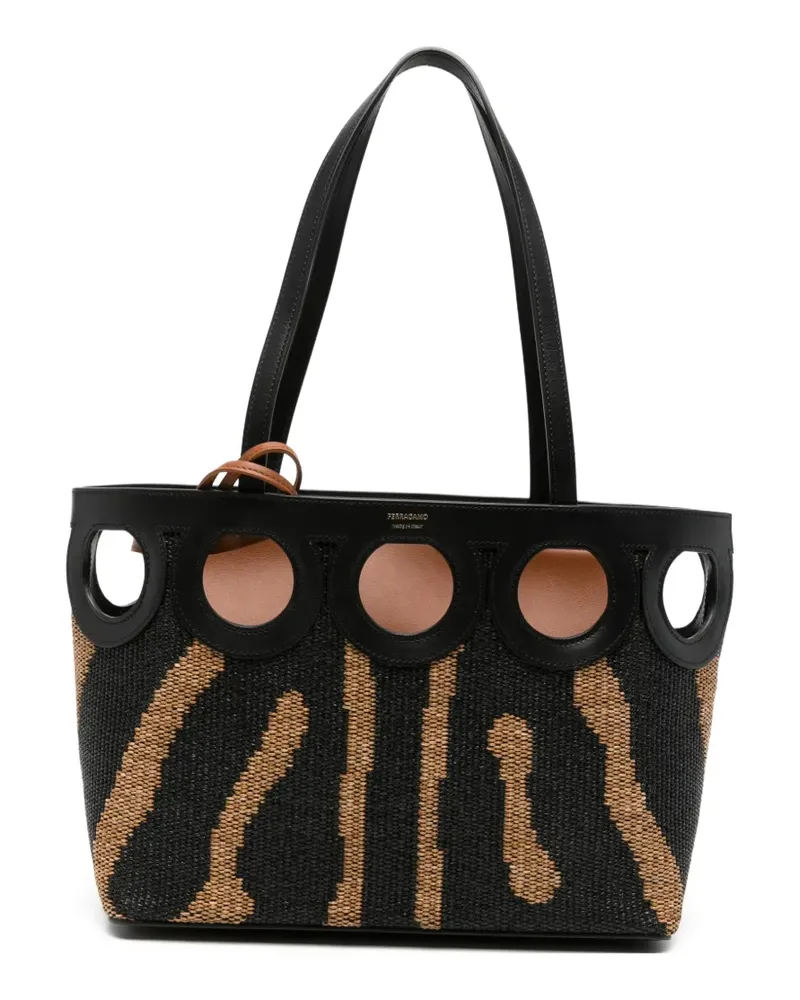 Ferragamo medium Gancini zebra-pattern tote bag - Schwarz Schwarz