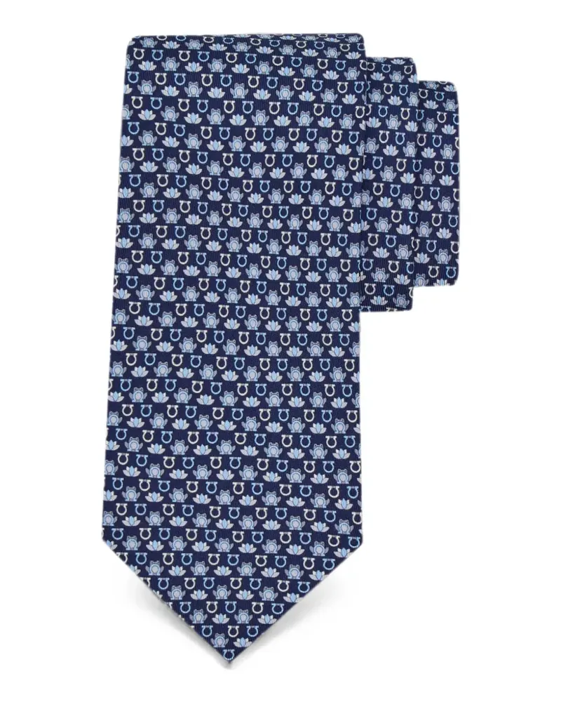 Ferragamo Seidenkrawatte mit Froschprint - Blau Blau