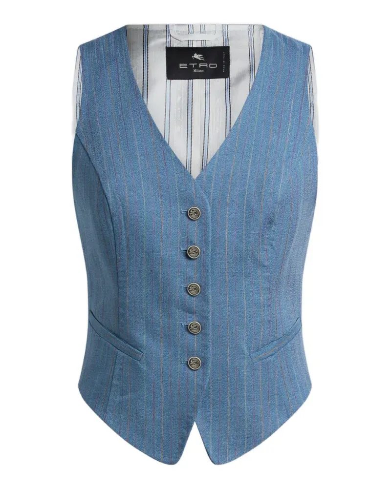 Etro striped pegaso buttons waistcoat - Blau Blau