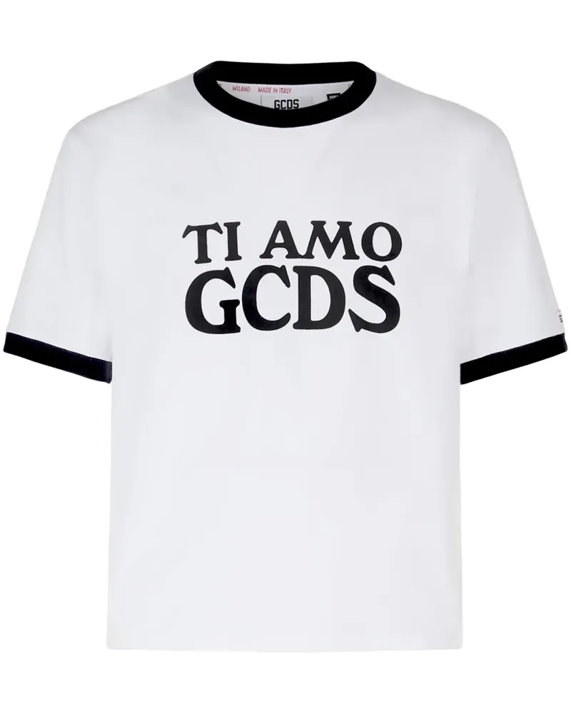 GCDS T-Shirt mit Slogan-Print - Weiß Weiß